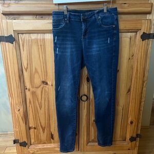 Kut from the Kloth Toothpick‎ Skinny Jeans Blue Denim Distressed Women's 8